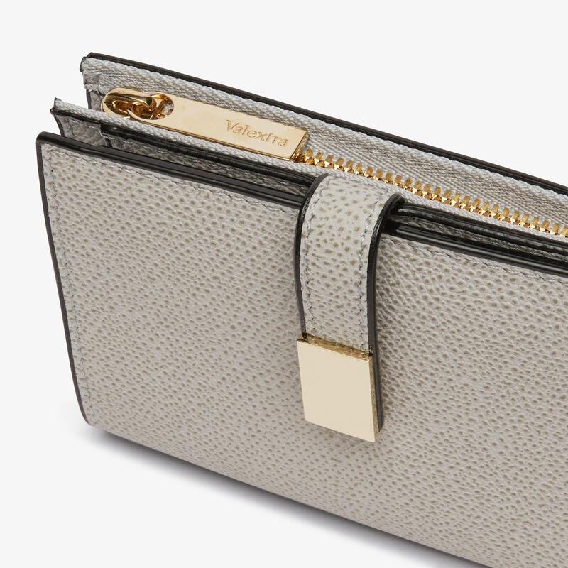 Small Wallet With Coin Purse - Ash Grey - Millepunte calf leather - Valextra - 2