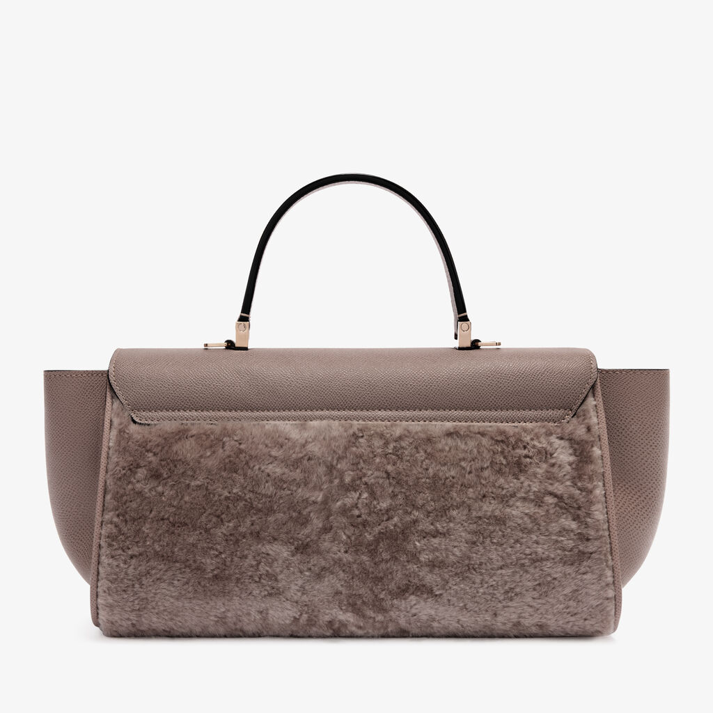 Iside Editor Shearling Top Handle Bag -  - Montone Merinos/Vitello Millepunte Soft - Valextra - 5