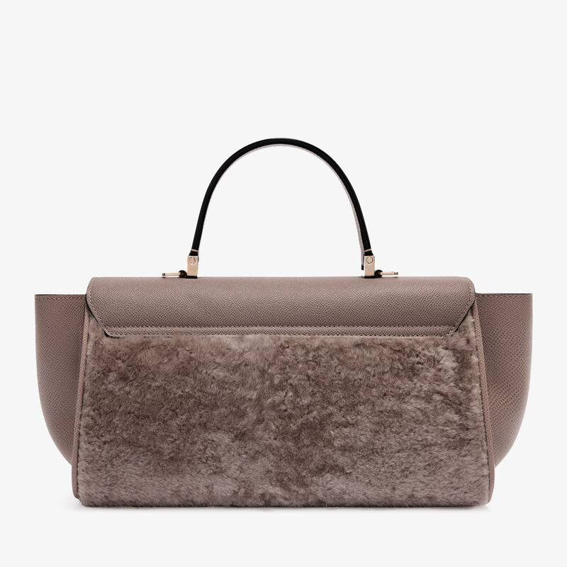 Iside Editor Shearling Top Handle Bag -  - Montone Merinos/Vitello Millepunte Soft - Valextra - 5