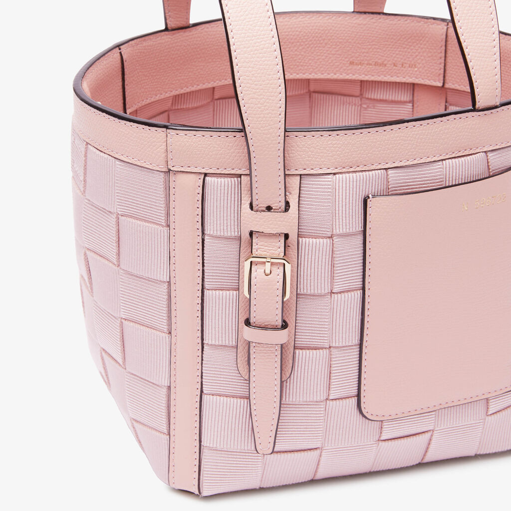 Soft Picnic Bucket Micro Bag - Peony Pink - Nastro Intrecciato/Vitello VS - Valextra - 3