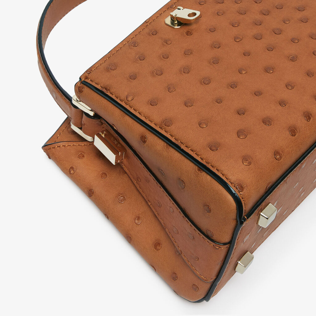 Brera Ostrich Crossbody Micro Bag - Gold Brown - Struzzo - Valextra - 4