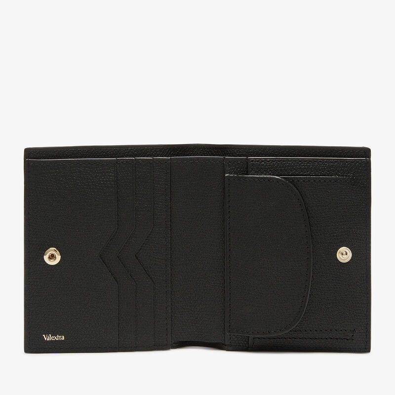 Compact Wallet 3 CC with Coin Purse - Black - Millepunte calf leather - Valextra - 4