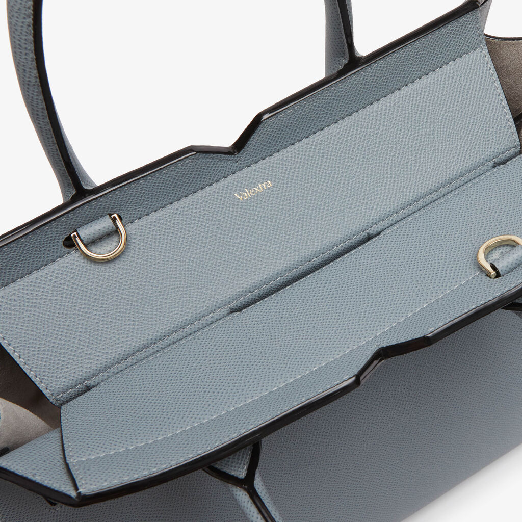 Milano Two Handles Medium Bag - Niagara Blue - Vitello Millepunte Soft - Valextra - 3