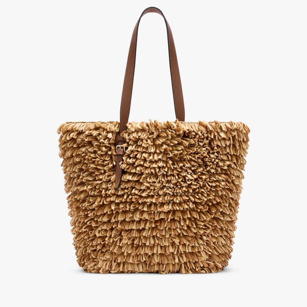 Wavy Raffia Tote Bag -  - Tessuto Punto Pelliccia/Vitello VS - Valextra - 1
