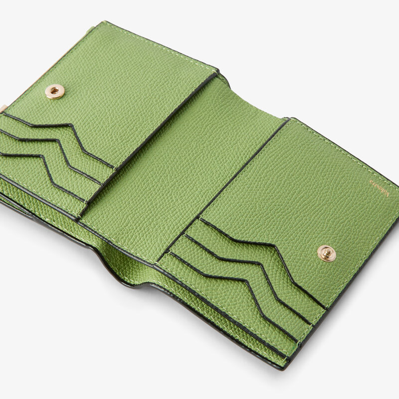 Purse with Coin Holder 6CC - Aloe Green - Millepunte calf leather - Valextra - 2