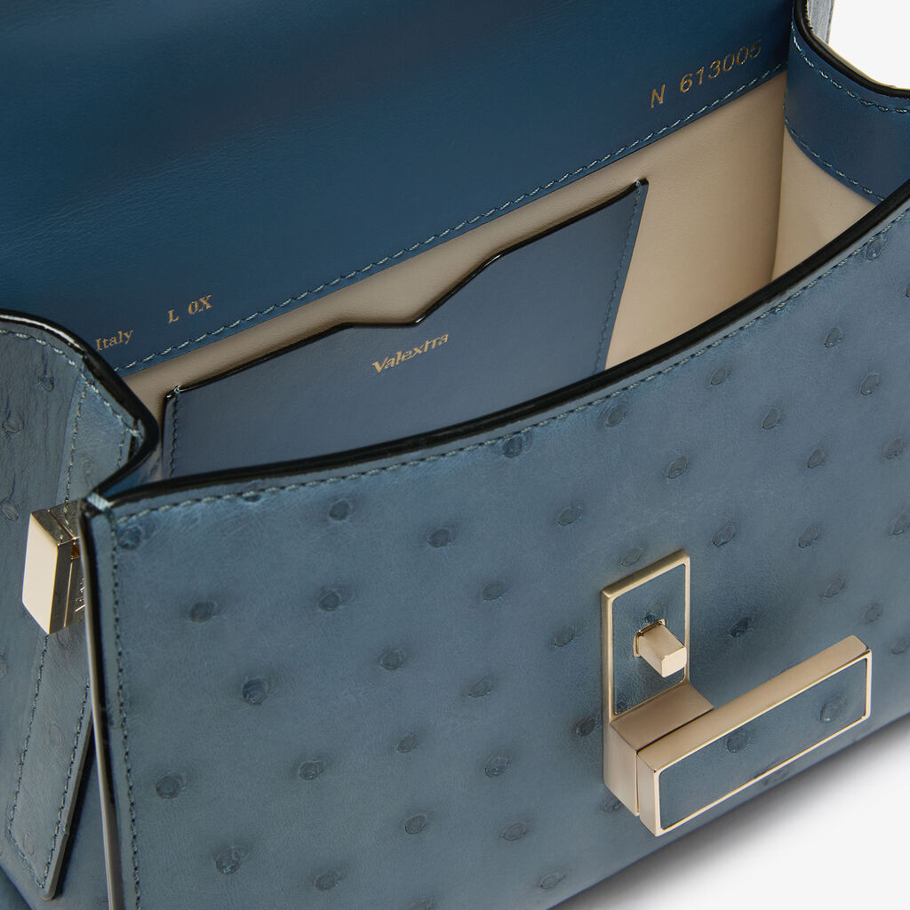 Iside Ostrich Crossbody Micro Bag - Avio Blue - Struzzo - Valextra - 2
