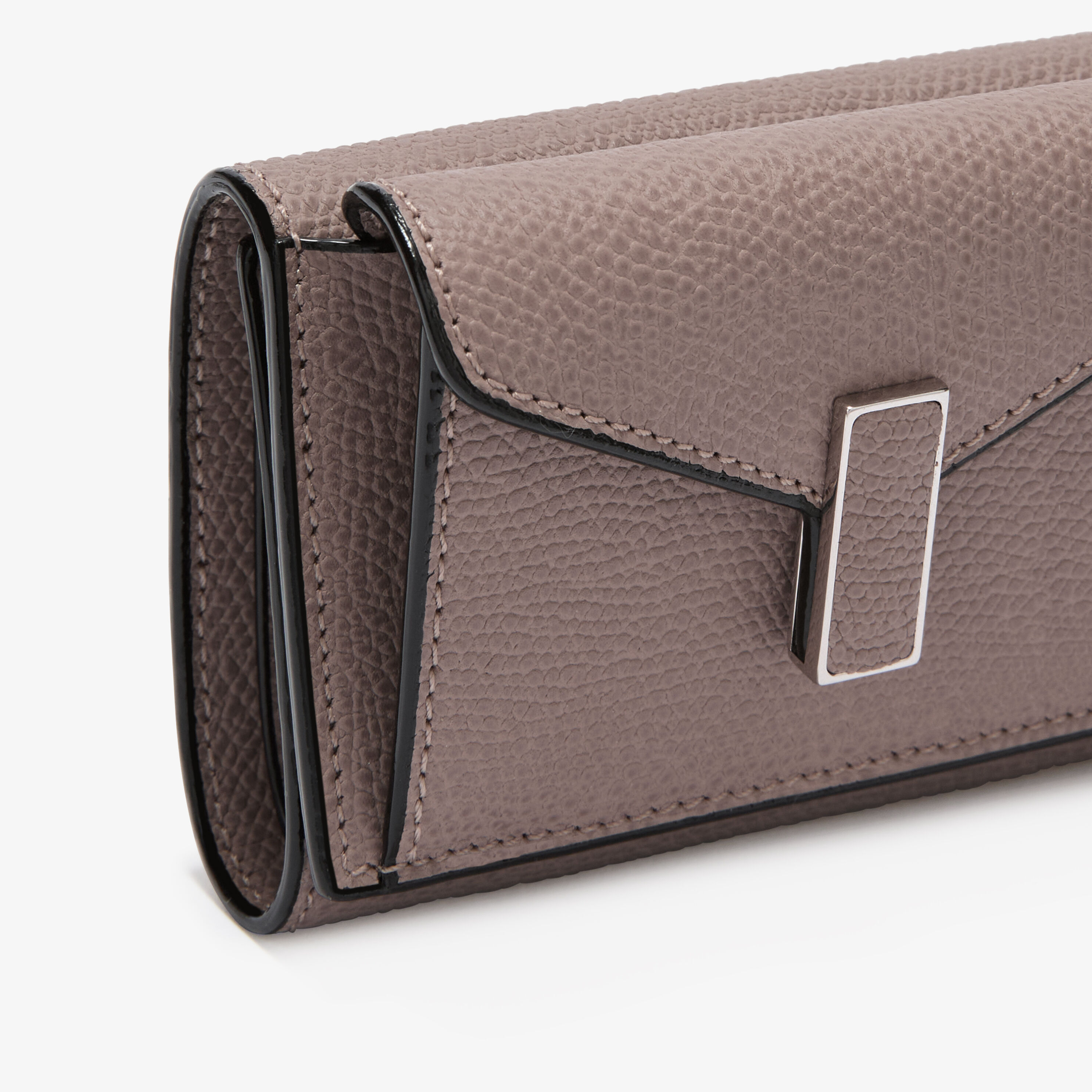 Beige Leather Luxury Compact Wallet With Coin Holder | Valextra Iside