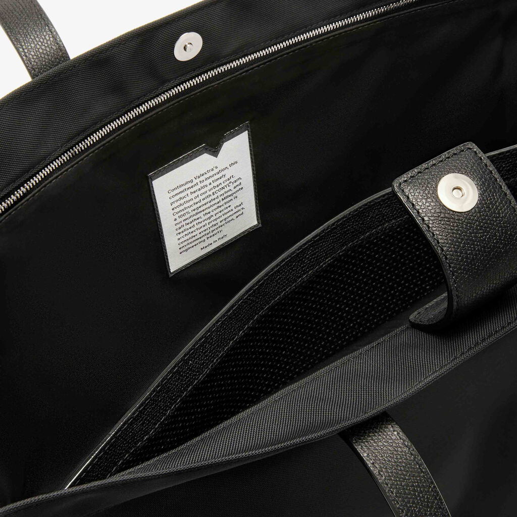Assoluto Shopping Bag - Black - Tessuto Baltimora/Vitello VS - Valextra - 6