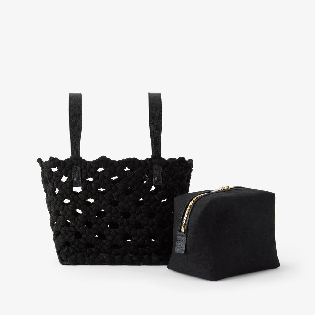 Soft Sportami Via Bucket Micro Bag - Black - Tessuto Intrecciato/Vitello VS - Valextra - 2