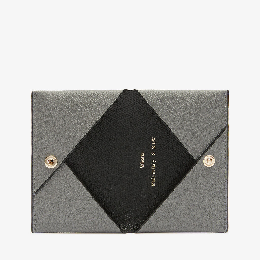 Card Case with Button - Cement Grey/Black - Vitello VS - Valextra - 4