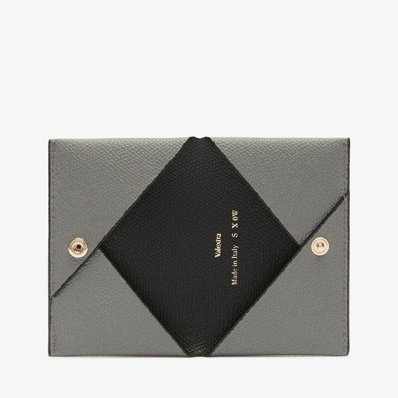 Card Case with Button - Cement Grey/Black - Millepunte calf leather - Valextra - 4