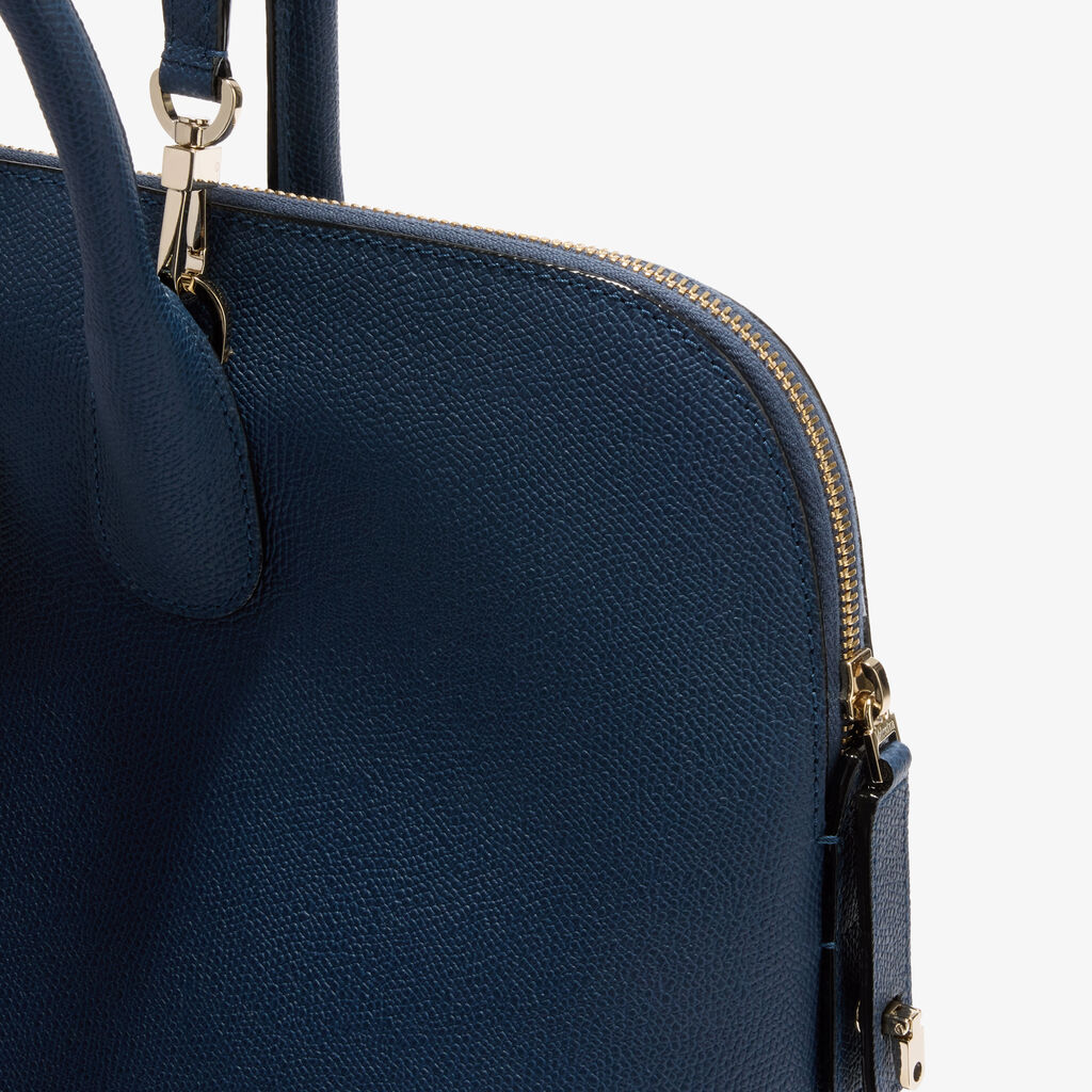 MyLogo Bowling Medium Bag - Sapphire Blue - Millepunte calf leather - Valextra - 4