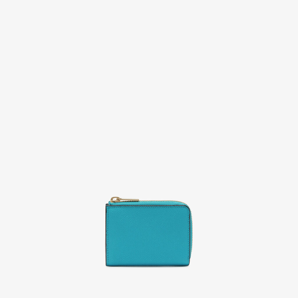 Valextra Porta chiavi da Donna di Lusso in Pelle Blu | Valextra Zip Around
