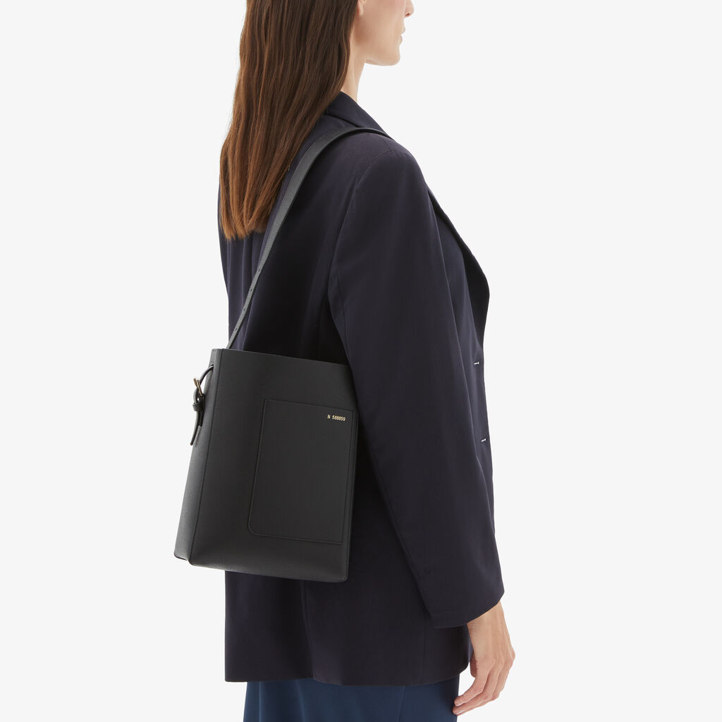 Soft Bucket Mini Bag - Black - Vitello VS - Valextra - 2