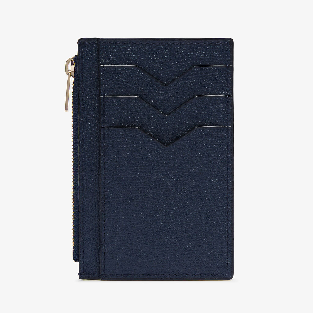 Card Holder 3CC with Zip - Dark Blue - Vitello VS - Valextra - 5