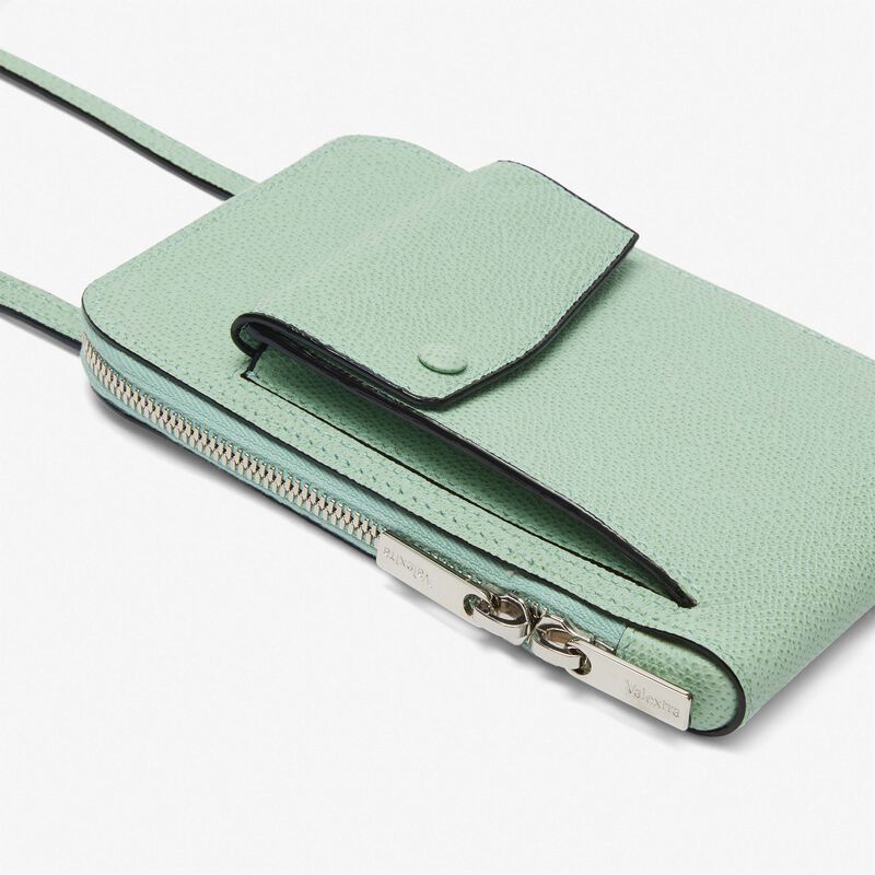 Crossbody Phone case - Aqua Green - Millepunte calf leather - Valextra - 4