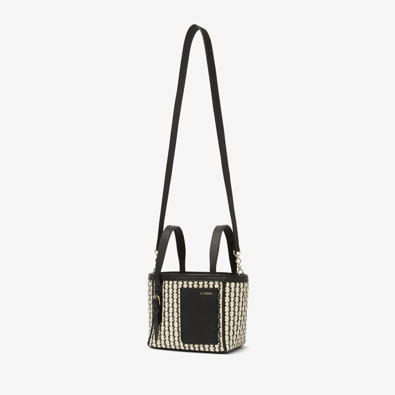 Soft Lace Bucket Micro Bag - Pergamena White/Black - Millepunte calf leather - Valextra - 5