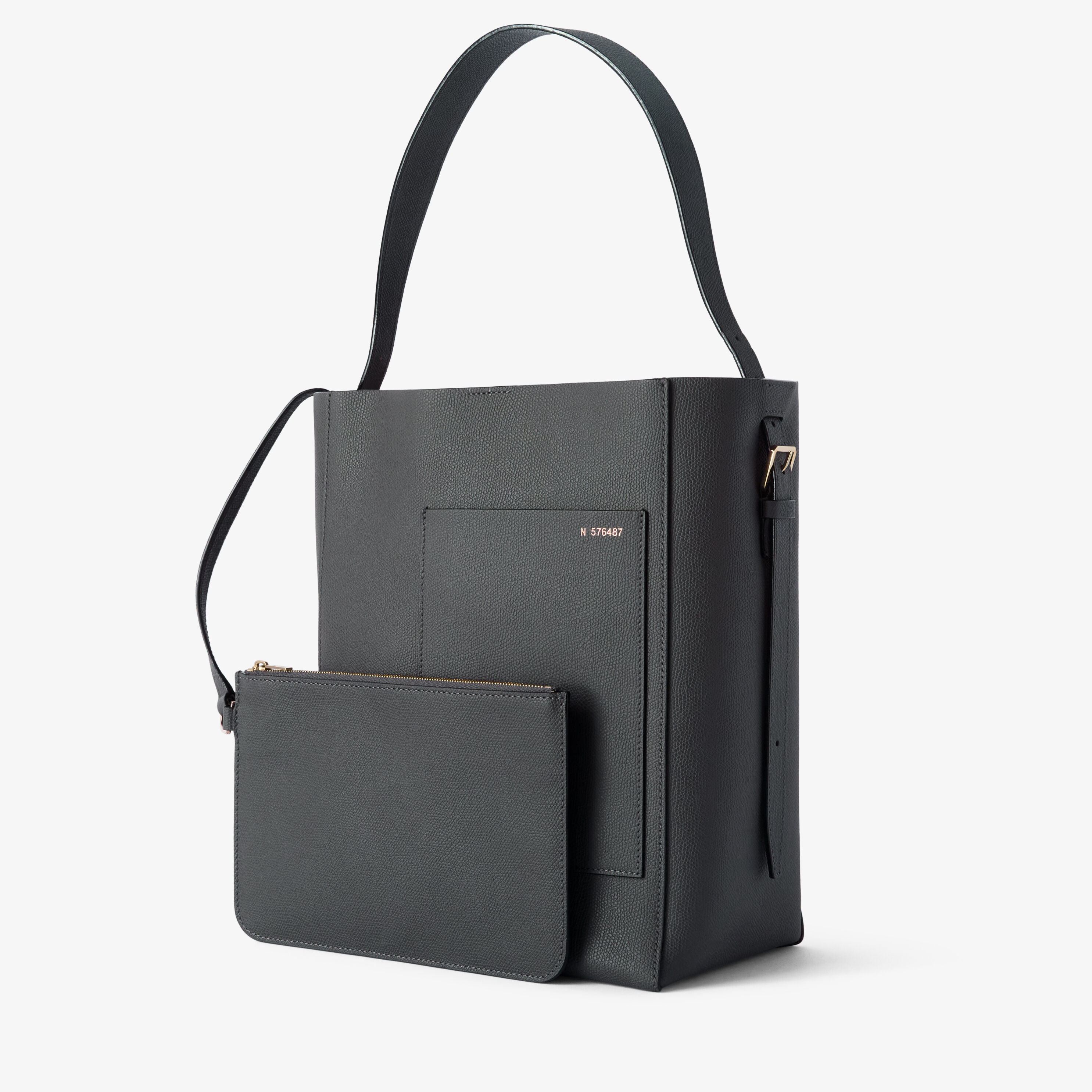Women's Gray Luxury Leather Bucket Medium Bag | Valextra Soft