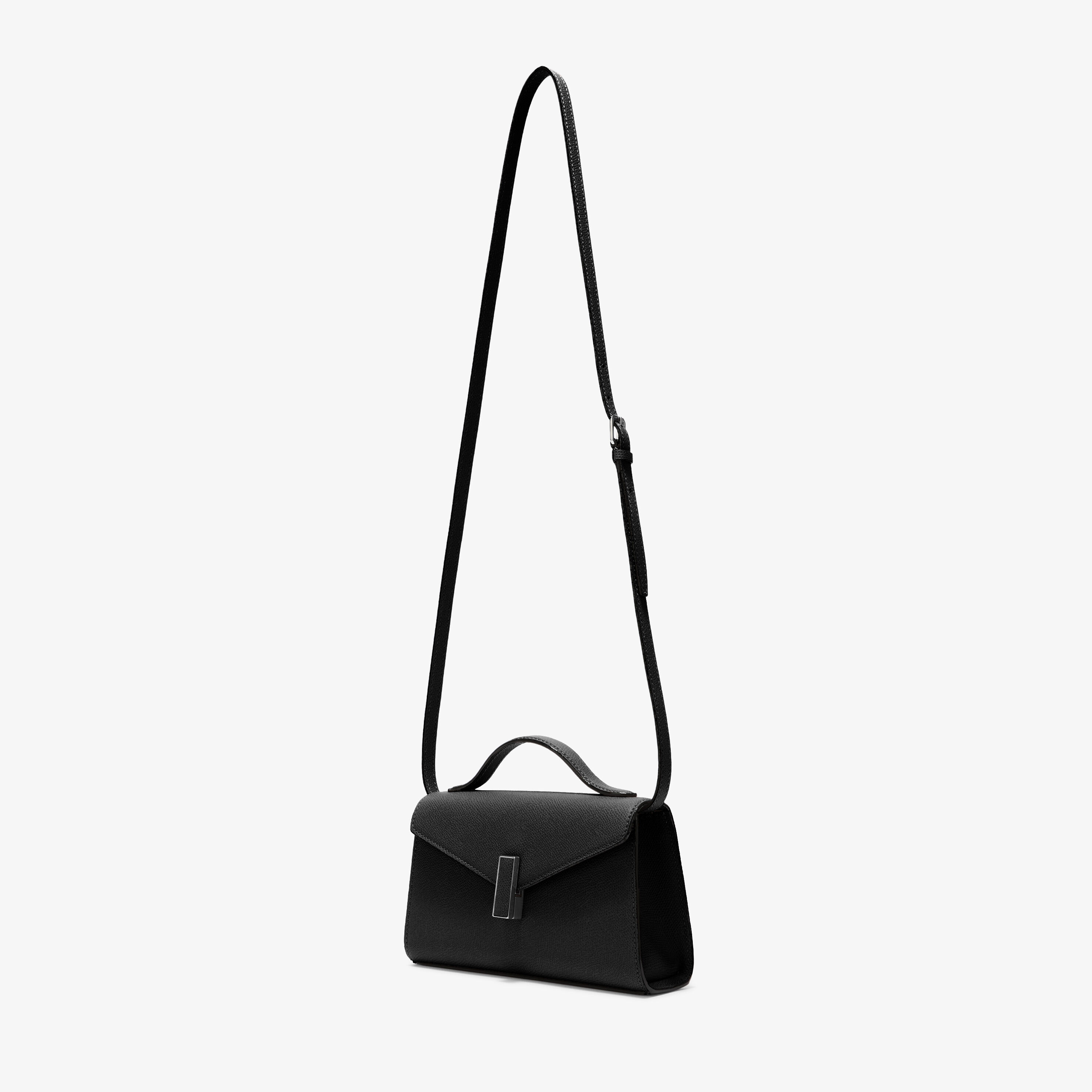 Women's Black Luxury Leather Iside Tìn Top Handle Bag | Valextra