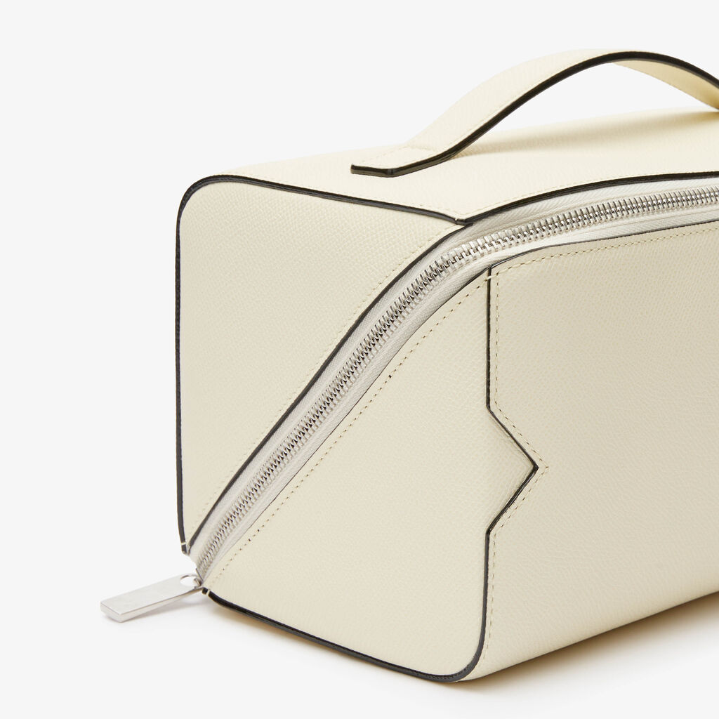 V-line Wash Bag - Pergamena White - Vitello Millepunte Soft - Valextra - 3