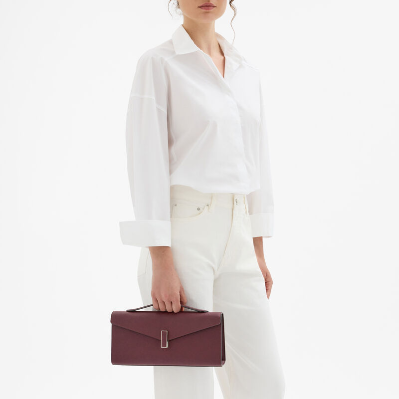 Iside Clutch - Claret Red - Millepunte calf leather - Valextra - 2