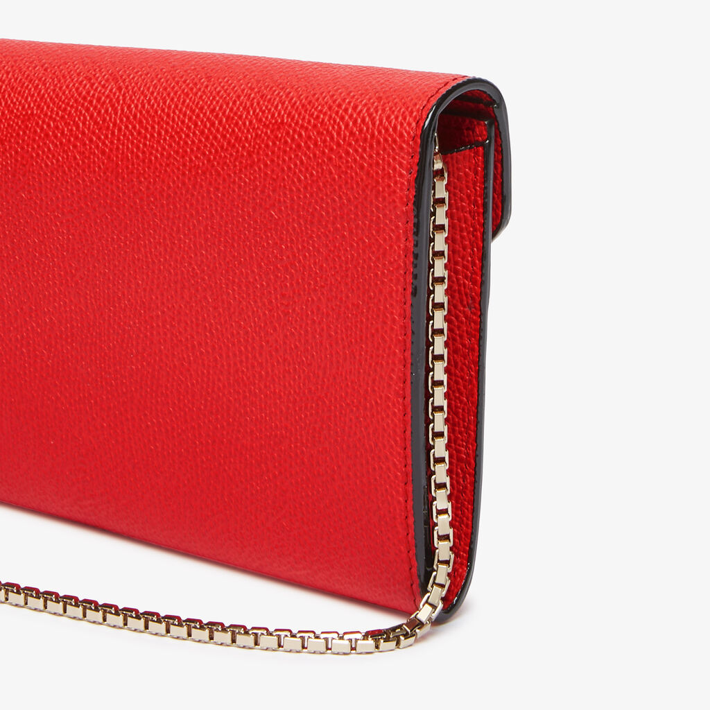 Iside continental purse with chain - Crimson Red - Vitello VS - Valextra - 4