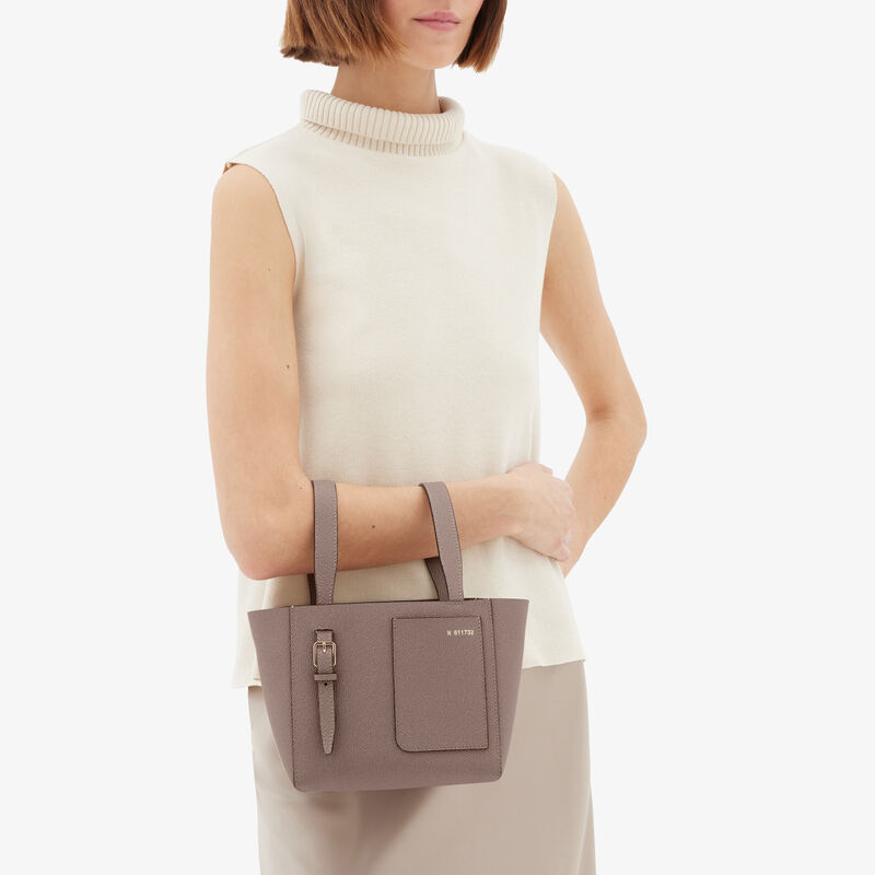 Soft Bucket Micro bag - Sahara Brown - Millepunte calf leather - Valextra - 2