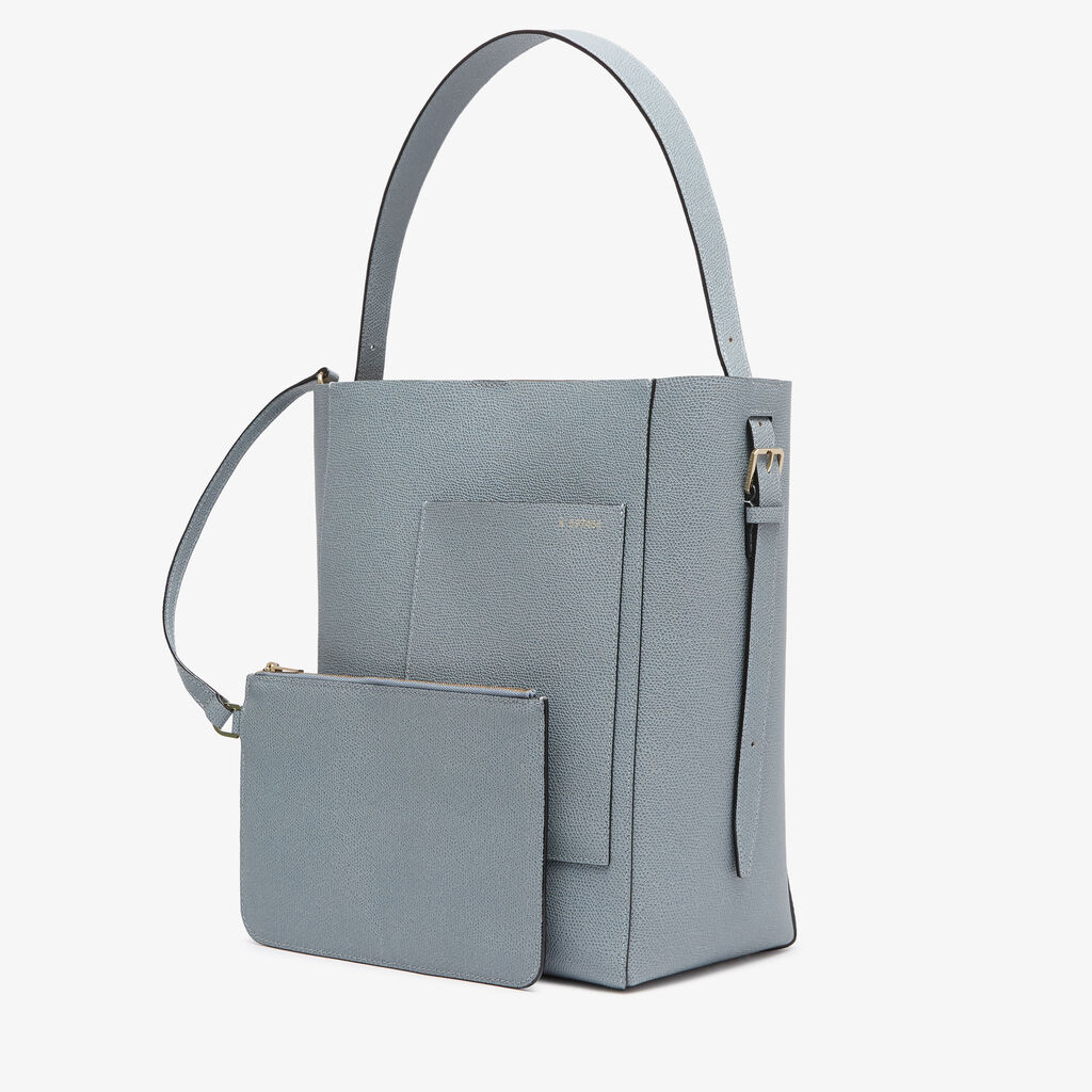 Soft Bucket Medium Bag - Niagara Blue - Vitello VS - Valextra - 3