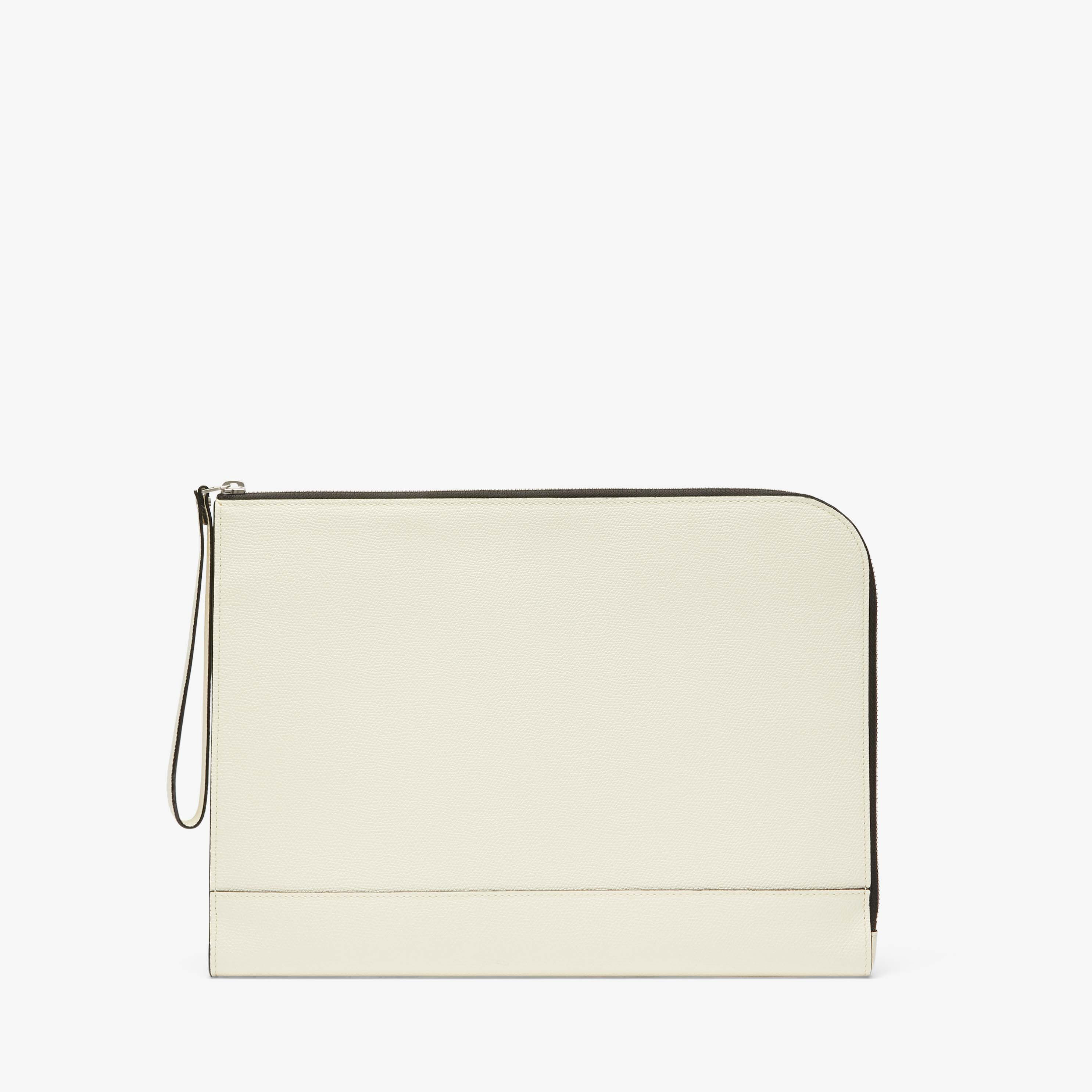 White Leather Mini elegant flat clutch purse Valextra My Logo