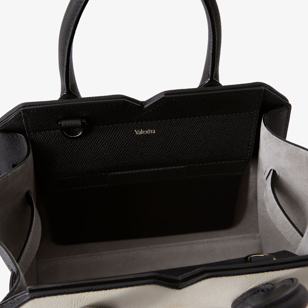 Milano Chiaroscuro Two Handles Mini Bag - Pergamena White/Black - Vitello Millepunte Soft - Valextra - 6