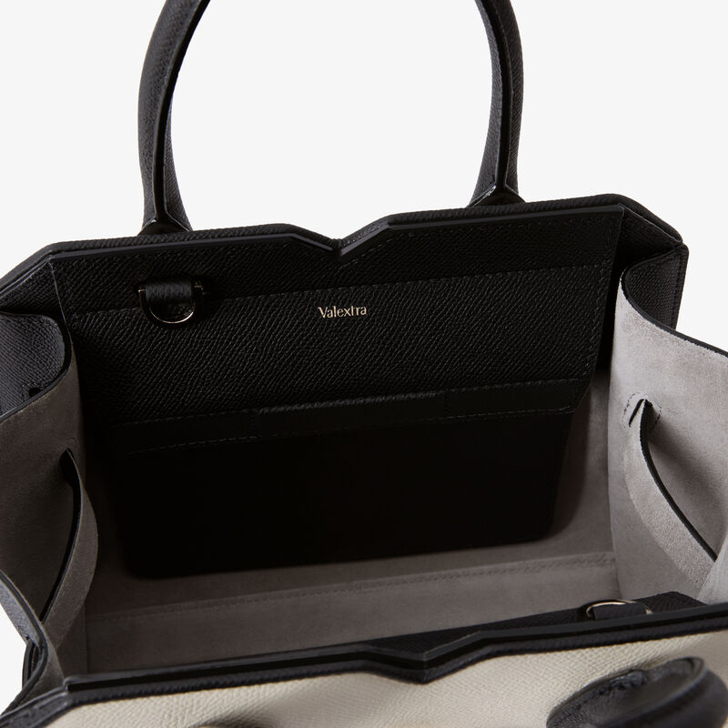 Milano Chiaroscuro Two Handles Mini Bag - Pergamena White/Black - Millepunte Soft calf leather - Valextra - 6
