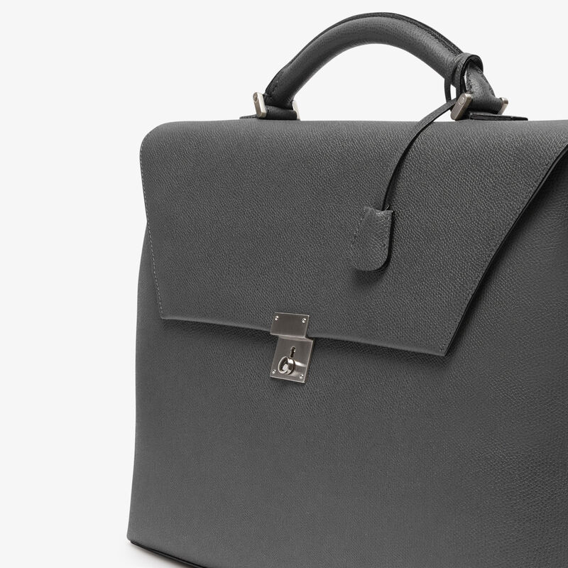 Avietta Briefcase with Flap 24h - Smokey Grey - Millepunte calf leather - Valextra - 4