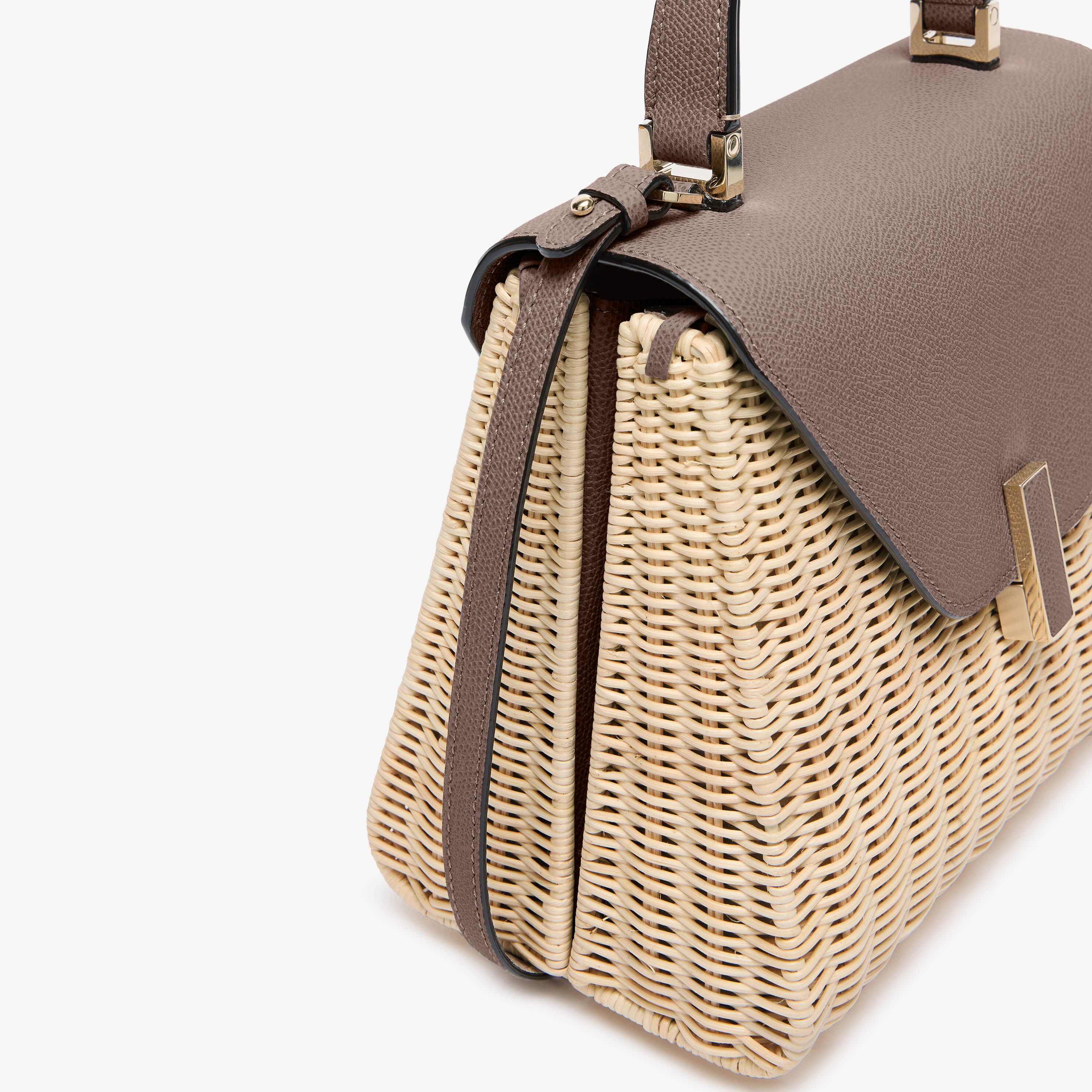 Women's Brown Luxury Leather Wicker Top Handle Bag | Valextra Iside
