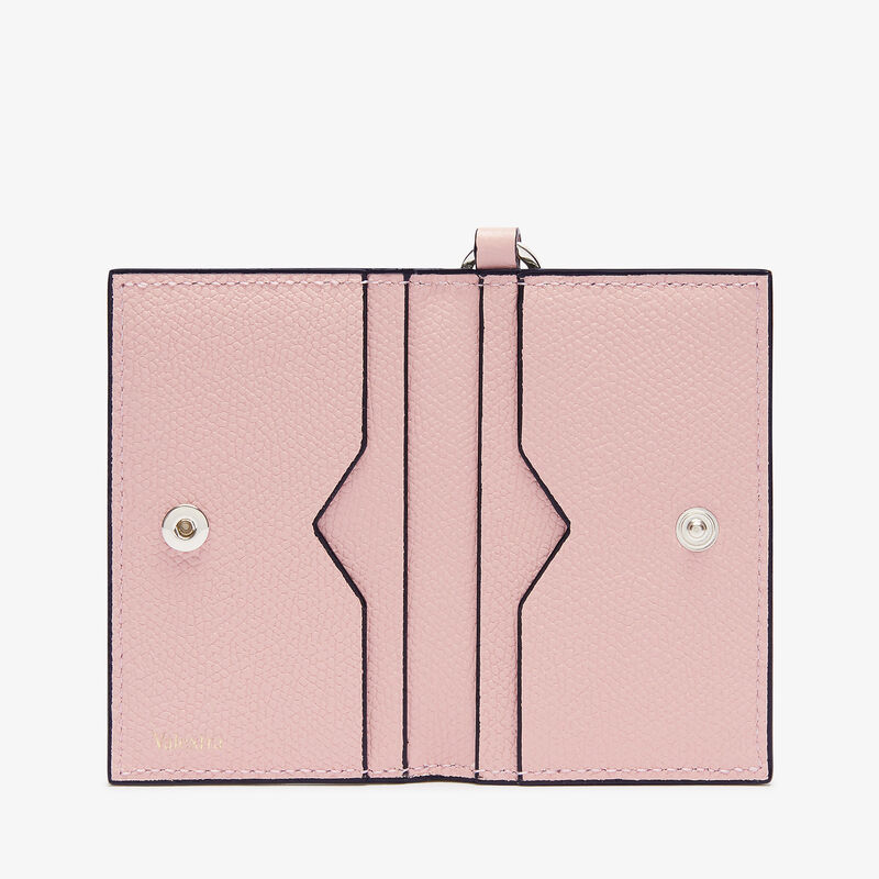 Card Holder with Lanyard - Peony Pink - Millepunte calf leather - Valextra - 4