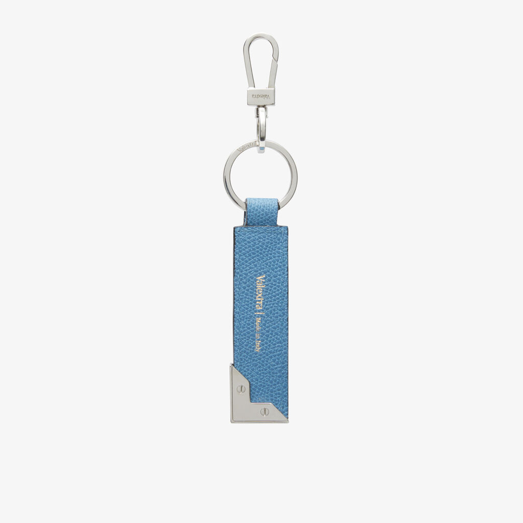 Key Holder with Metal Corner - Nebula Blue - Vitello VS - Valextra - 1