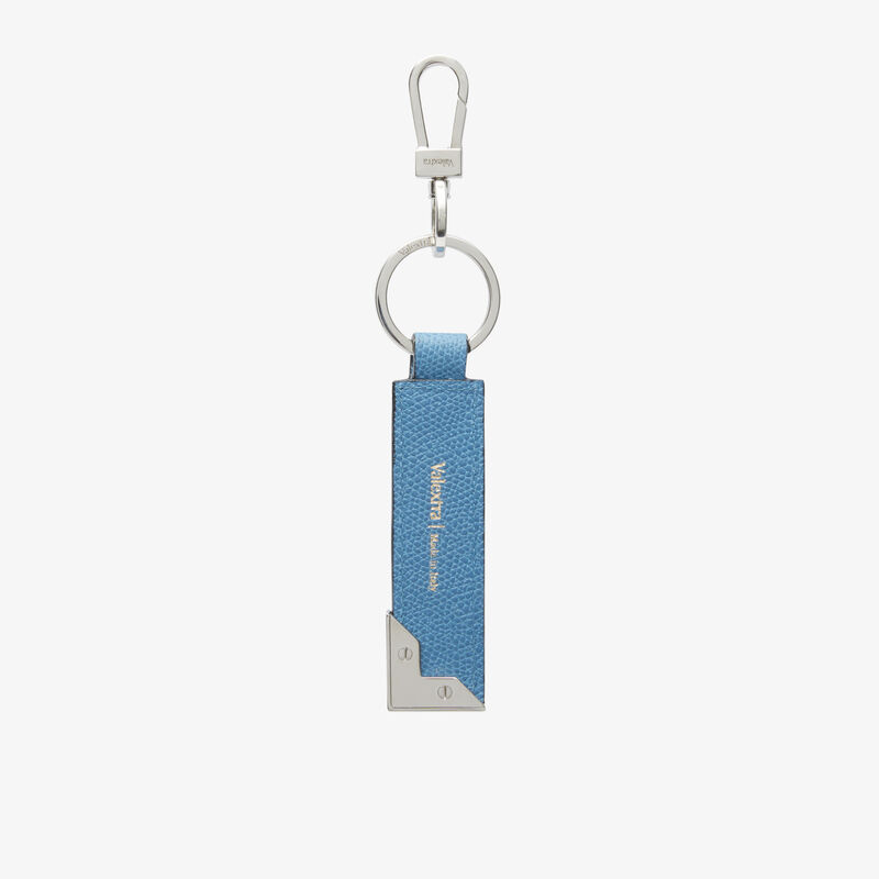 Key Holder with Metal Corner - Nebula Blue - Millepunte calf leather - Valextra - 1