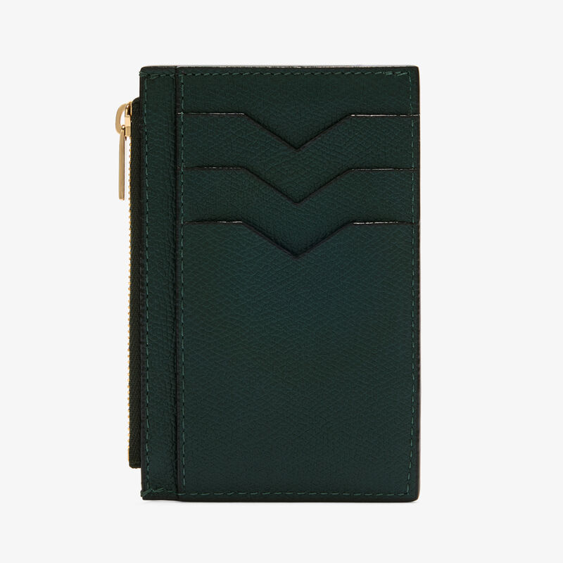 Card Holder 3CC with Zip - Valextra Green - Millepunte calf leather - Valextra - 5