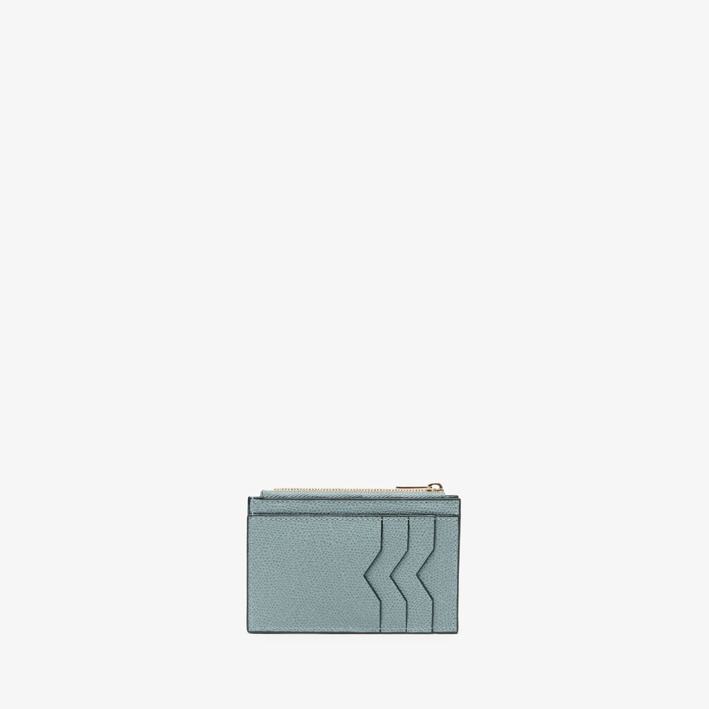 Card Holder 3CC with Zip - Smokey Blue - Vitello VS - Valextra - 1