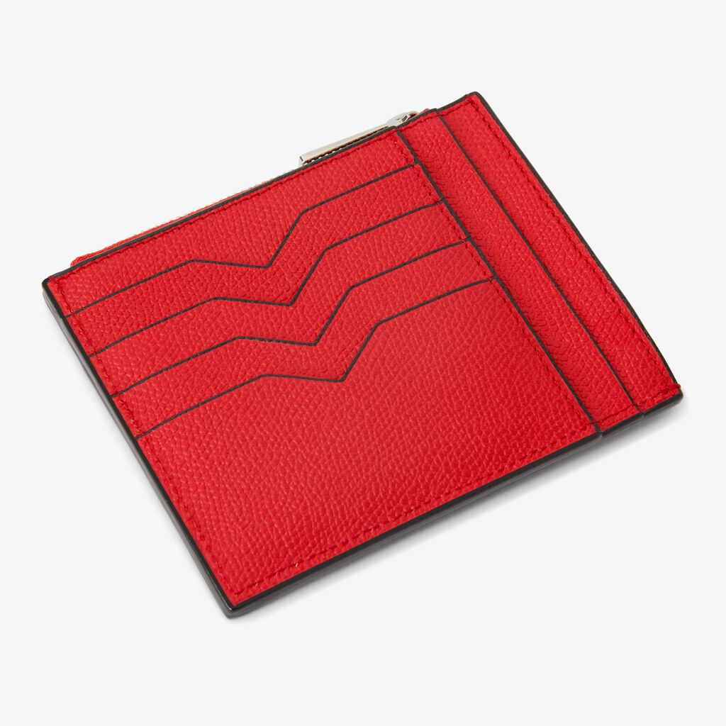 Card Holder 8CC with Zip - Crimson Red - Vitello VS - Valextra - 3