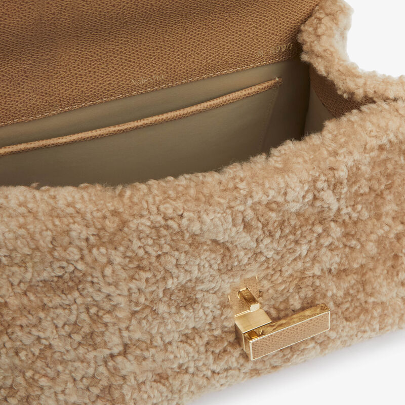 Iside Shearling Top Handle Mini Bag - Cashmere Beige - Pelle di Vitello Millepunte and Shearling - Valextra - 3