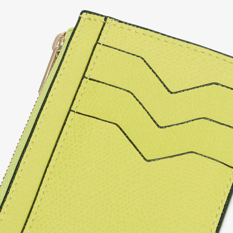 Card Holder 3CC with Zip - Citrine Yellow - Millepunte calf leather - Valextra - 3