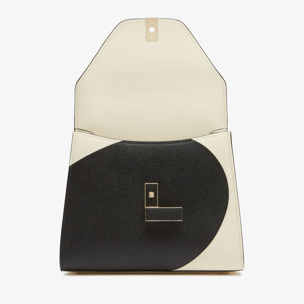 Iside Intarsia Pebble Top Handle Mini Bag - Pergamena White/Black - VS Vitello-Blob - Valextra - 8