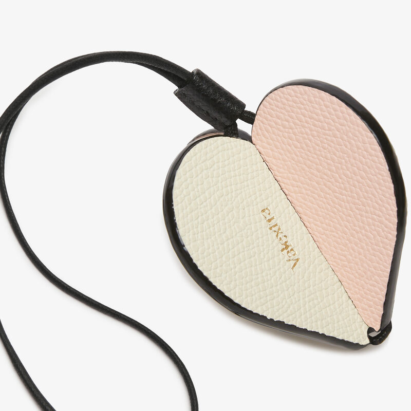 Heart Charm - Pergamena white/Bonne Mine Pink/Black - Millepunte calf leather - Valextra - 3