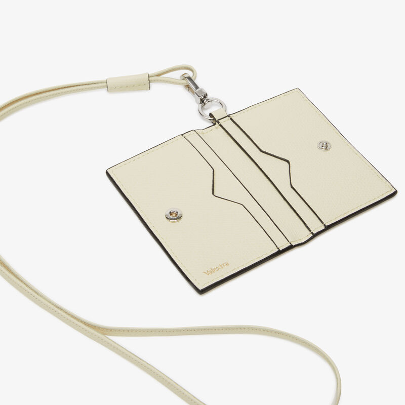 Card Holder with Lanyard - Pergamena White - Millepunte calf leather - Valextra - 2