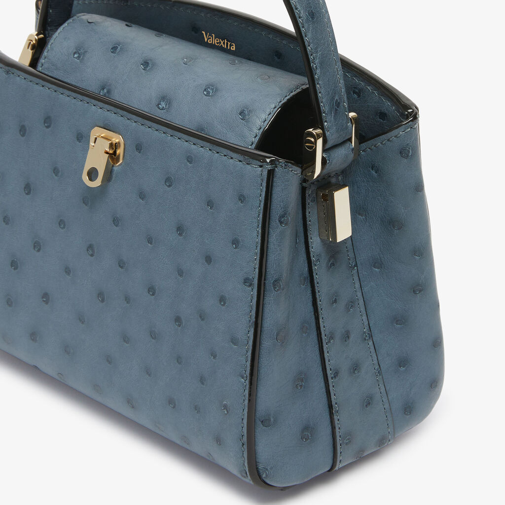 Brera Ostrich Crossbody Micro Bag - Avio Blue - Struzzo - Valextra - 3