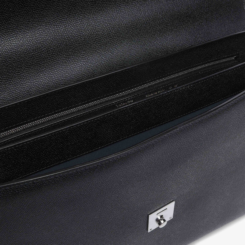 Avietta Briefcase with Flap 24h - Black - Millepunte calf leather - Valextra - 3