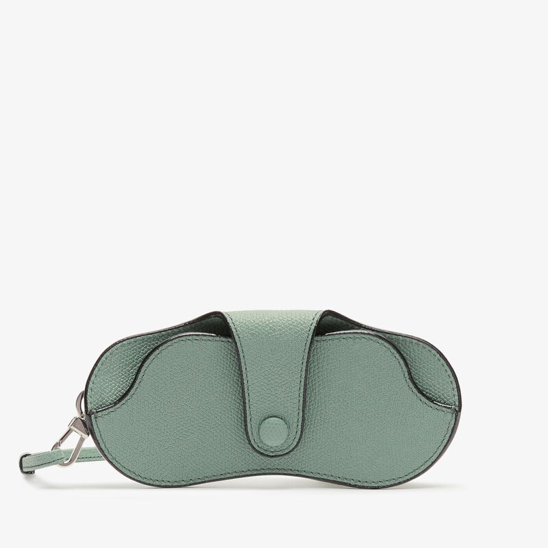 Glasses Case With Lanyard - Eucalyptus Green - Millepunte calf leather - Valextra - 5