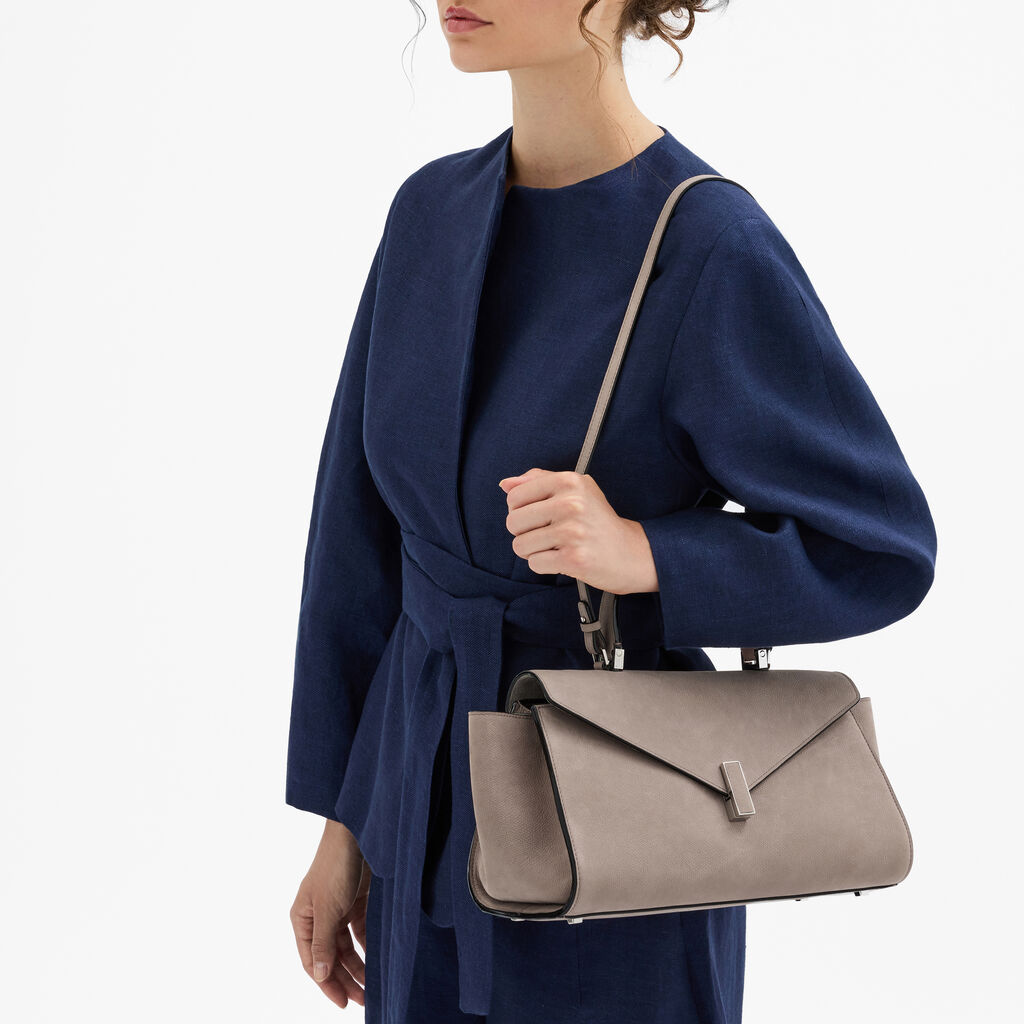 Iside Editor Senso Top Handle Medium Bag - Nude Pink - Vitello Millepunte Nabuk - Valextra - 2