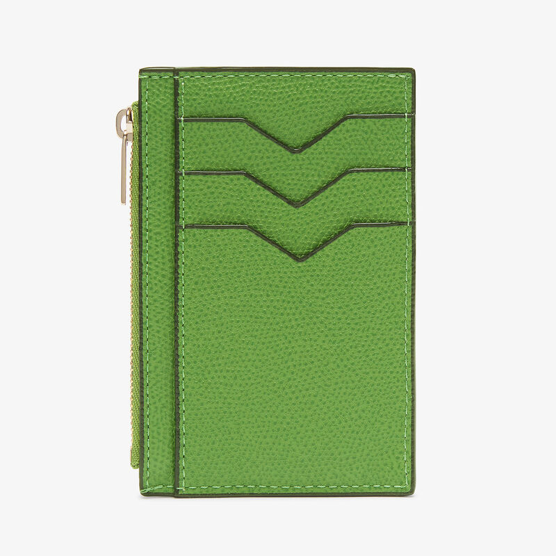 Card Holder 3CC with Zip - Grass Green - Millepunte calf leather - Valextra - 5