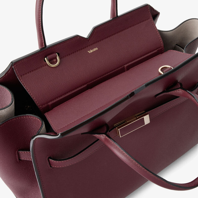 Milano Two Handles Medium Bag - Claret Red - Millepunte Soft calf leather - Valextra - 3